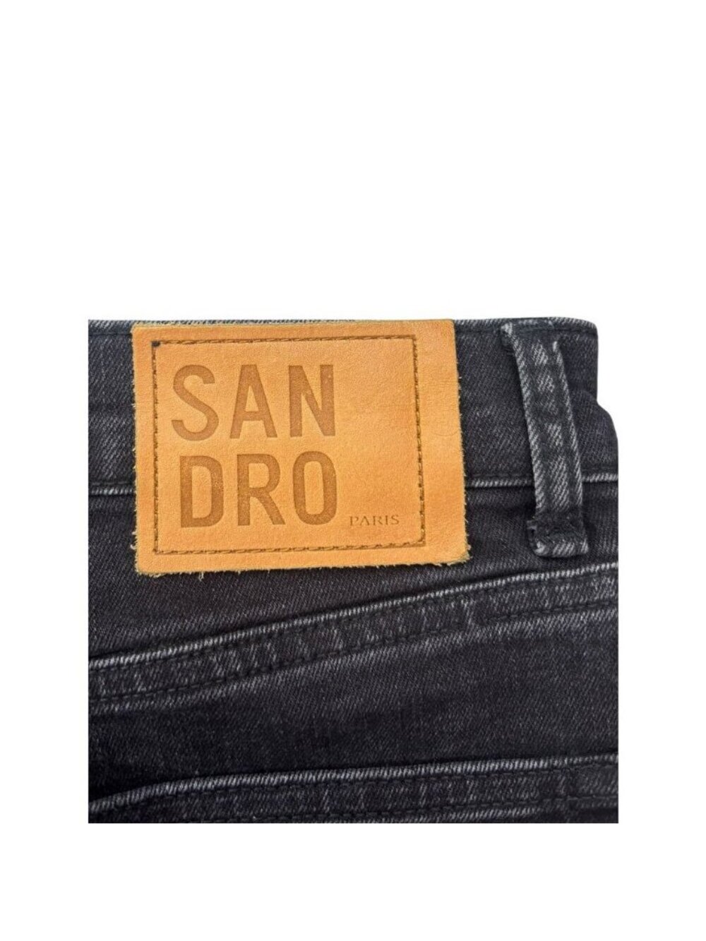 SANDRO Straight Leg Jeans With Raw Frayed Hem Size 28 Washed Black - Picture 12 of 12